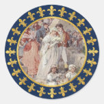 Fleur-de-lis Photo Frame Round Sticker