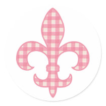 Fleur de lis Pink Gingham stickers