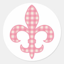 Fleur de lis Pink Gingham stickers