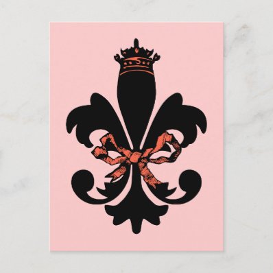 Fleur de lis Queen with bow Post Card