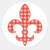 Fleur de lis Red Gingham stickers