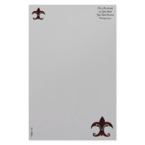 Fleur de lis red/silver customized stationery
