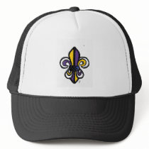 Fleur de lis sketch in Tri-Tone purple gold Mesh Hat