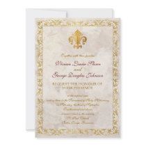 Fleur-de-lis Themed Wedding Custom Invites