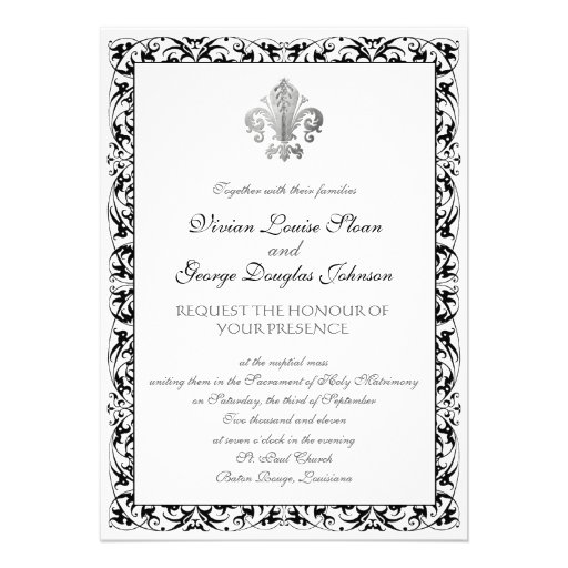Fleur-de-lis Themed Wedding Personalized Invitation