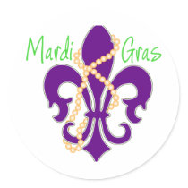 Fleur De Lis with beads Round Sticker