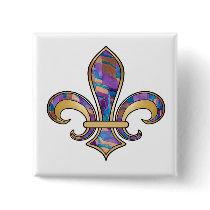 Fleur de Lis with pattern - 11 Pinback Buttons
