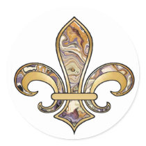 Fleur de Lis with pattern - 12 Round Sticker
