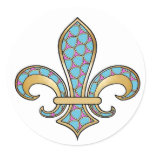 Fleur de Lis with pattern - 16 Stickers