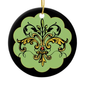Fleur de lis Xmas - green ornament