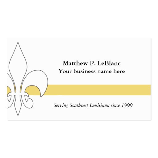 Fleur de Lis Yellow Stripe Business Card (front side)
