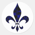 Fleur De Lys Blue Round Stickers