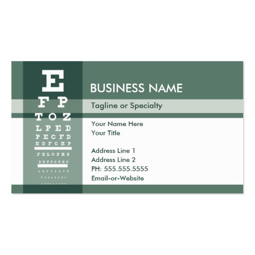 fleur de lys eye test business card templates (front side)