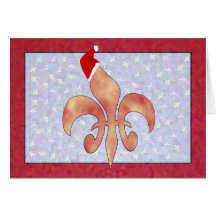 Fleur de Lys with Santa Hat Christmas Greeting Cards