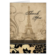 Fleur de Paris Eiffel Tower | sand Thank You Greeting Cards