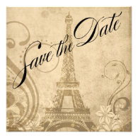 Fleur de Paris Eiffel Tower Save the Date | sand Personalized Invitation