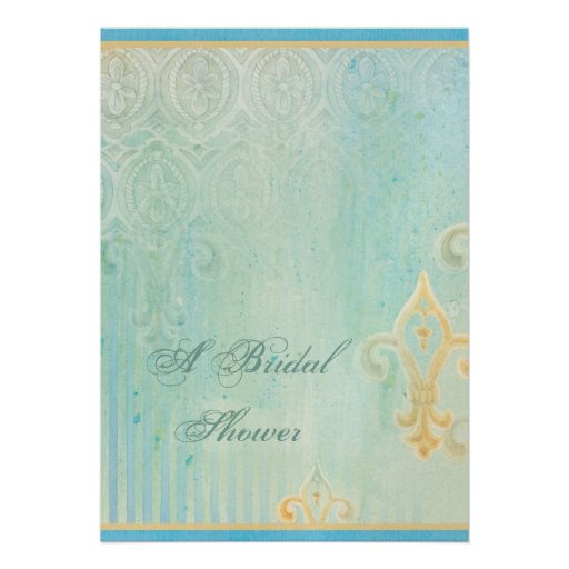 Fleur di Lys Damask 2 Blue - Wedding Invitation