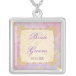 Fleur di Lys Damask 2 Blue - Wedding Necklace