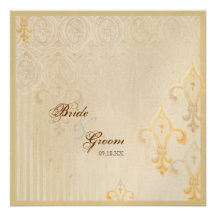 Fleur di Lys Damask 2 Cream Wedding Invitation