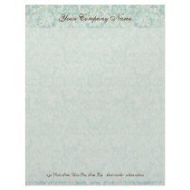 Fleur di Lys Damask Aqua Stationery Letterhead Template
