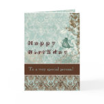 Fleur di Lys Damask - Birthday Card