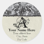 Fleur di Lys Damask Black Address Stickers