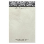Fleur di Lys Damask Black Stationery
