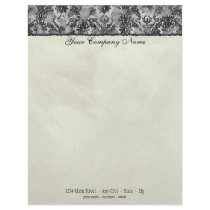 Fleur di Lys Damask Black Stationery Personalized Letterhead