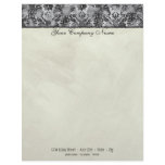 Fleur di Lys Damask Black Stationery Personalized Letterhead