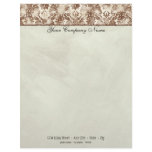 Fleur di Lys Damask Brown Stationery Letterhead Template