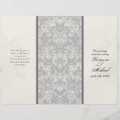 Fleur di Lys Damask - Grey Formal Wedding Program