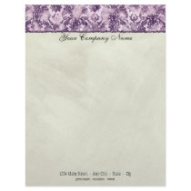 Fleur di Lys Damask Lilac Stationery Customized Letterhead