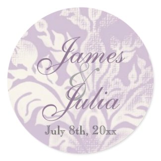 Fleur di Lys Damask - Lilac Wedding Seal sticker