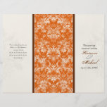 Fleur di Lys Damask Orange Formal Wedding Program Flyer Design