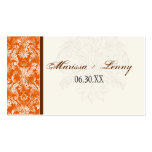 Fleur di Lys Damask Orange Wedding Table Seating Business Card Templates