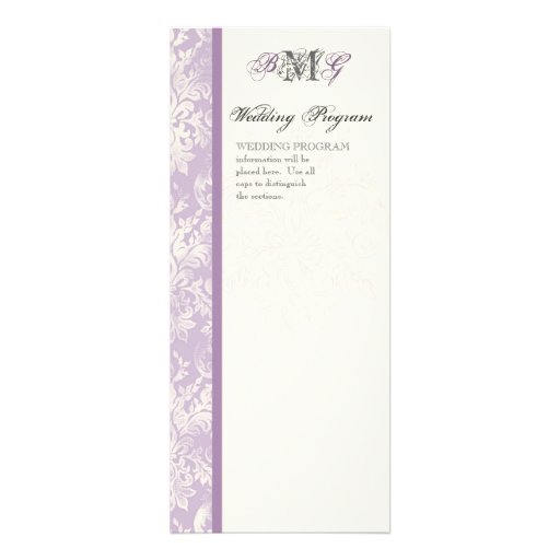 Fleur di Lys Damask - programa del boda de la lila Invitacion Personal