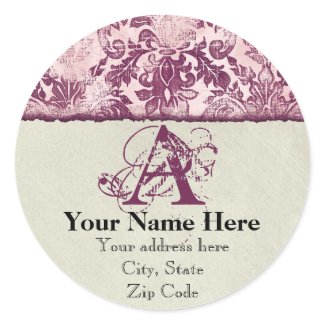 Fleur di Lys Damask Raspberry Address Stickers sticker