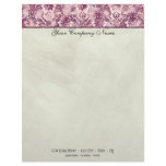 Fleur di Lys Damask Raspberry Stationery Custom Letterhead