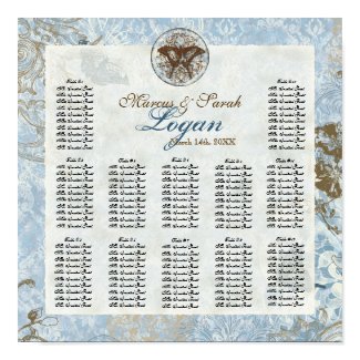 Fleur di Lys Damask Reception Table Seating Chart print