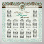 Fleur di Lys Damask Reception Table Seating Chart posters