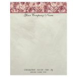 Fleur di Lys Damask Red Stationery Custom Letterhead