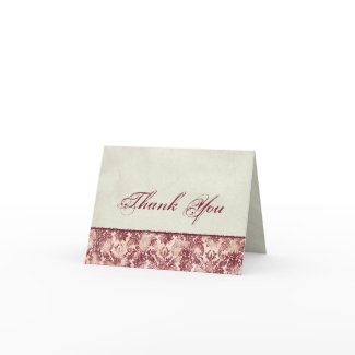 Fleur di Lys Damask Red Thank You Notes card