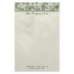 Fleur di Lys Damask Sage Green Stationery