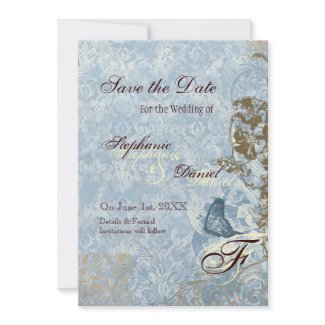 Fleur di Lys Damask - Save the Date Announcement invitation