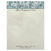 Fleur di Lys Damask Slate Blue Stationery Personalized Letterhead