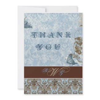 Fleur di Lys Damask vs2 - Thank You Notes Cards invitation