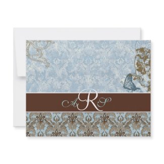 Fleur di Lys Damask vs 2 - RSVP Response Card invitation