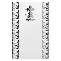 Fleur Heart Crown - Black Customized Stationery