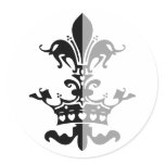 Fleur Heart Crown - Black Round Sticker