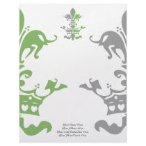 Fleur Heart Crown - Green Customized Letterhead